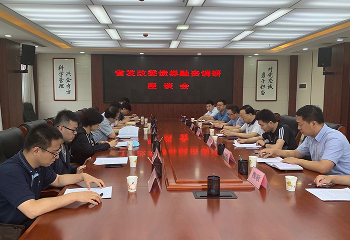 省發(fā)改委潘磊處長(zhǎng)一行來公司調(diào)研債券融資和轉(zhuǎn)型發(fā)展情況